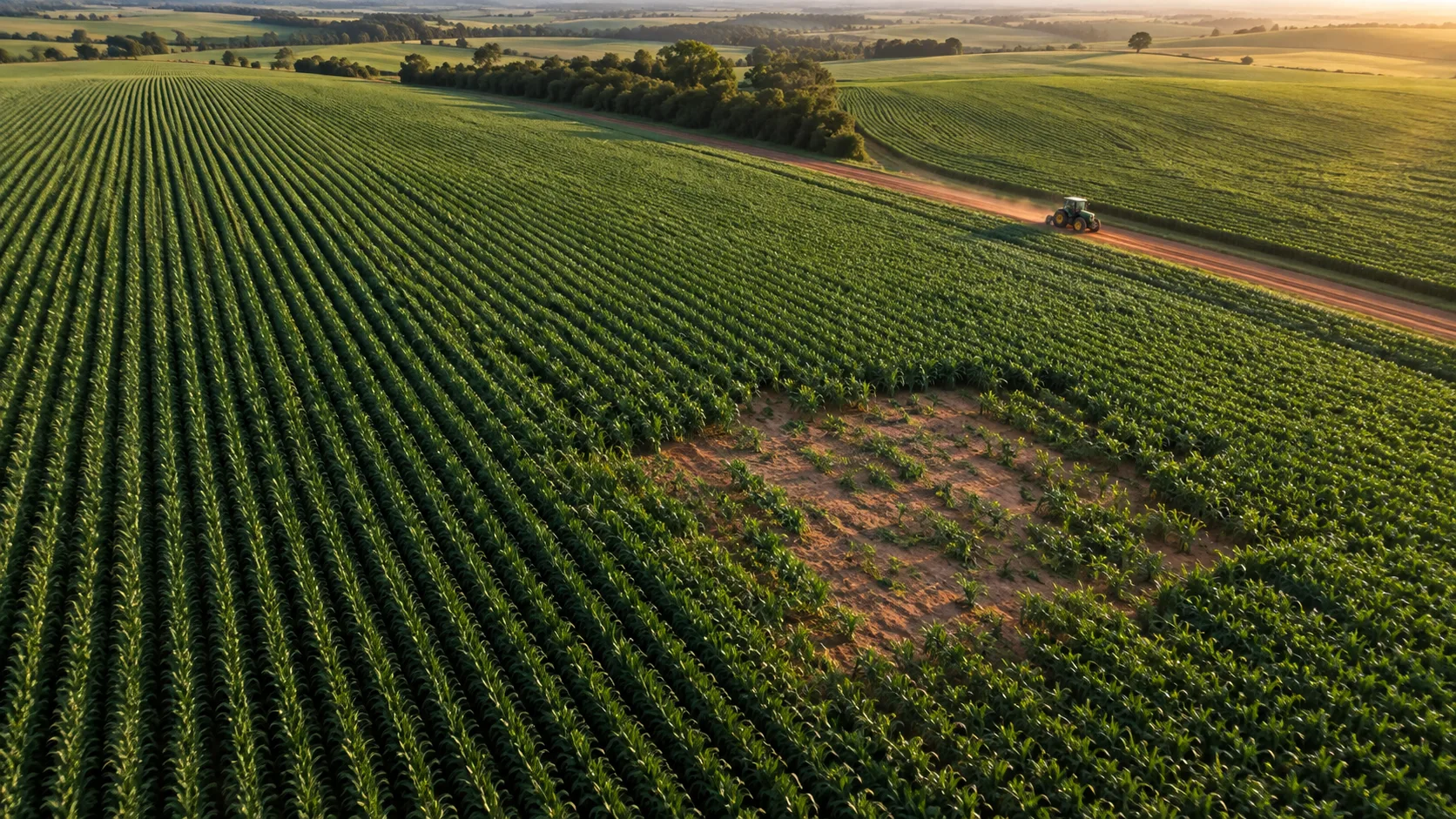 Vista aérea de uma lavoura monitorada por drone